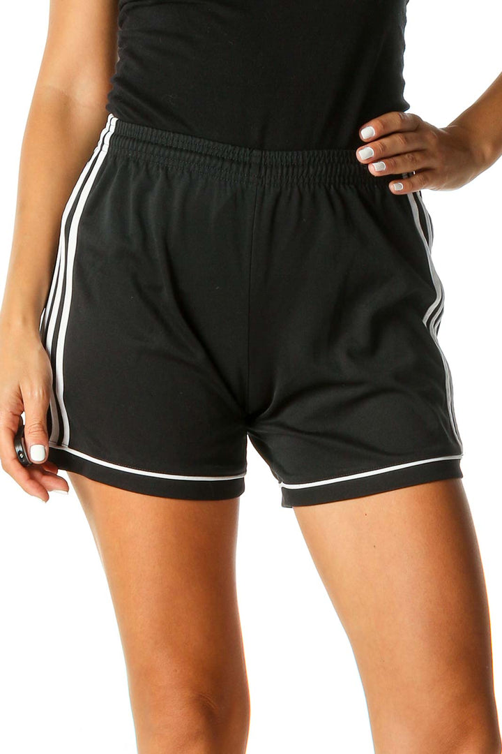 Black Solid Activewear Shorts