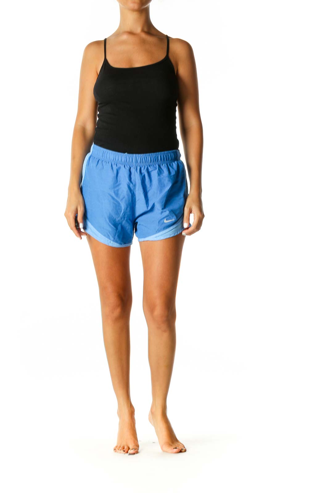 Blue Colorblock Activewear Shorts