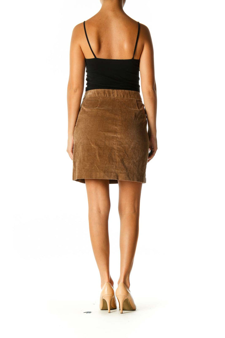 Brown Textured Chic A-Line Skirt