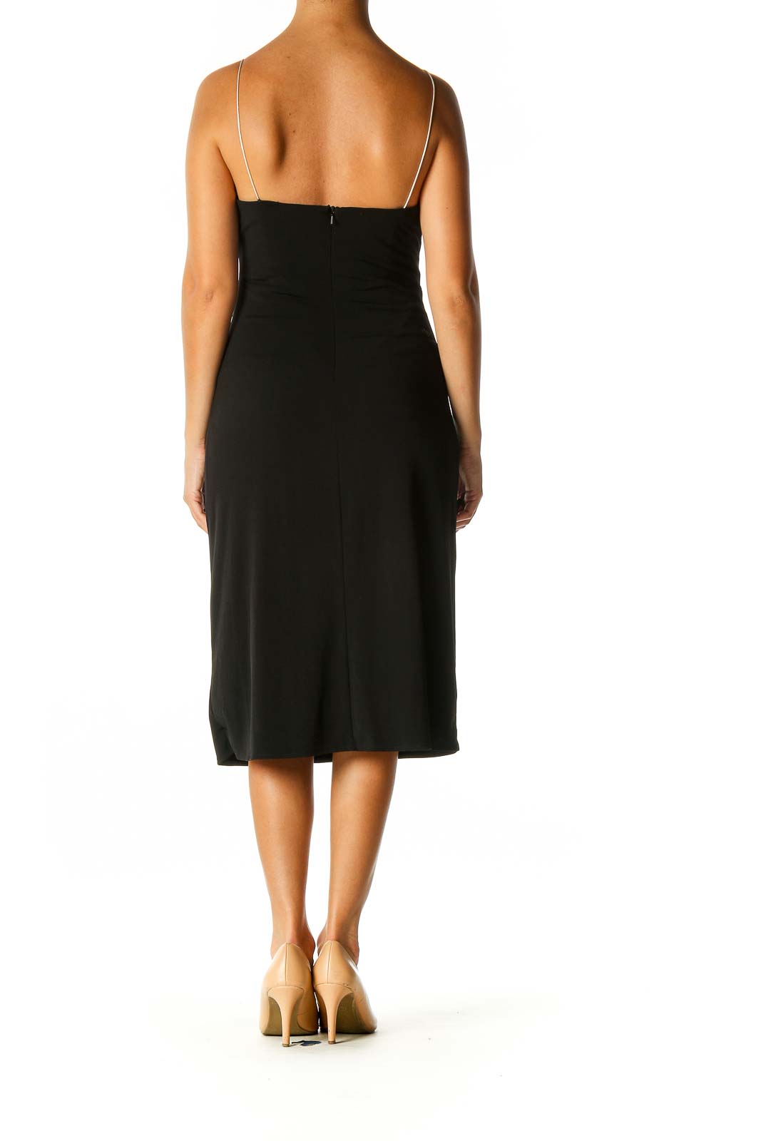 Black Solid Chic Sheath Dress