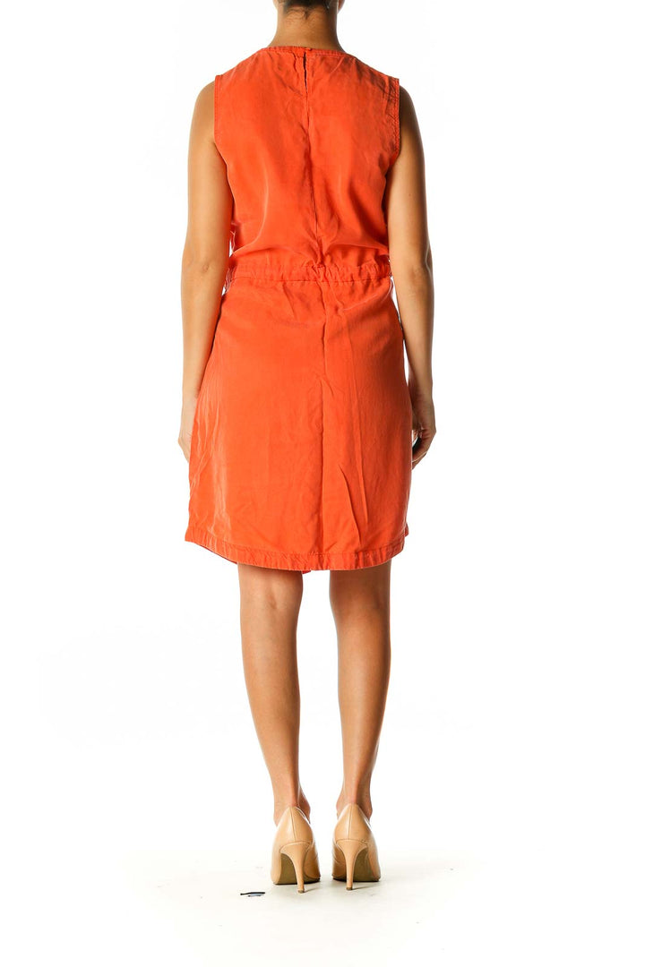 Orange Solid Casual A-Line Dress