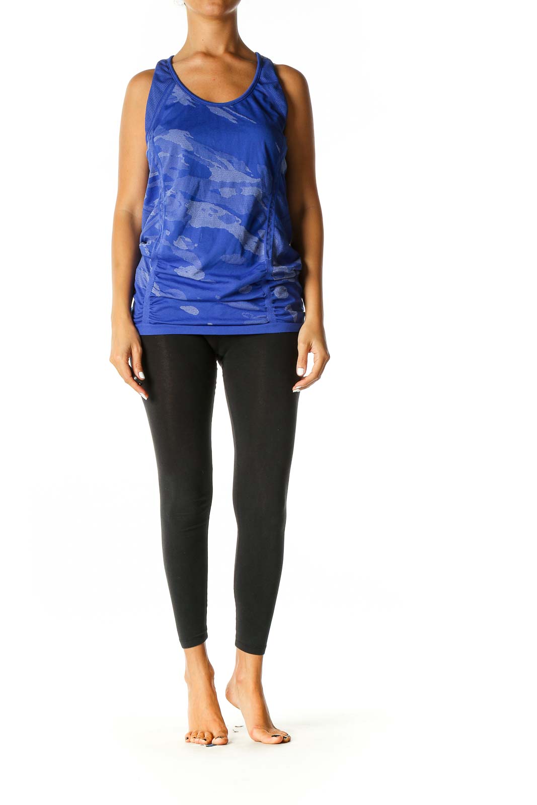 Blue Camouflage Print Activewear Tank Top