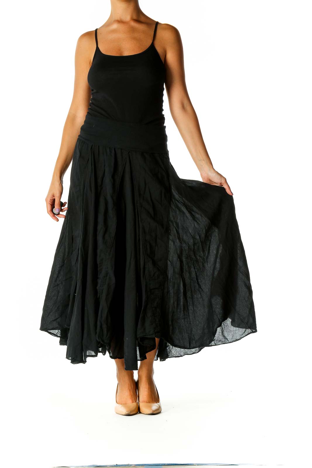 Black Retro Flared Skirt