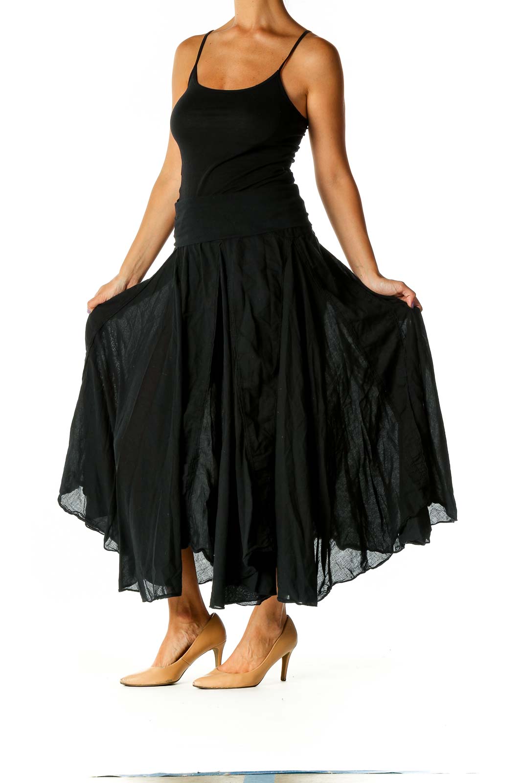 Black Retro Flared Skirt