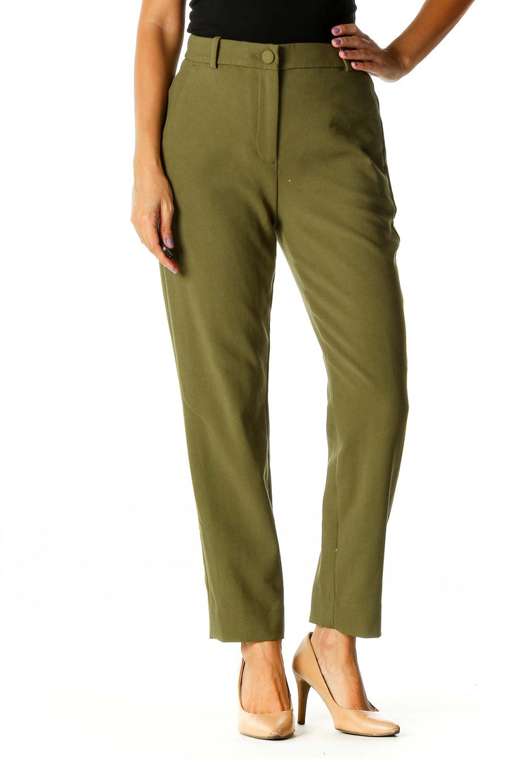 Green Solid Casual Trousers