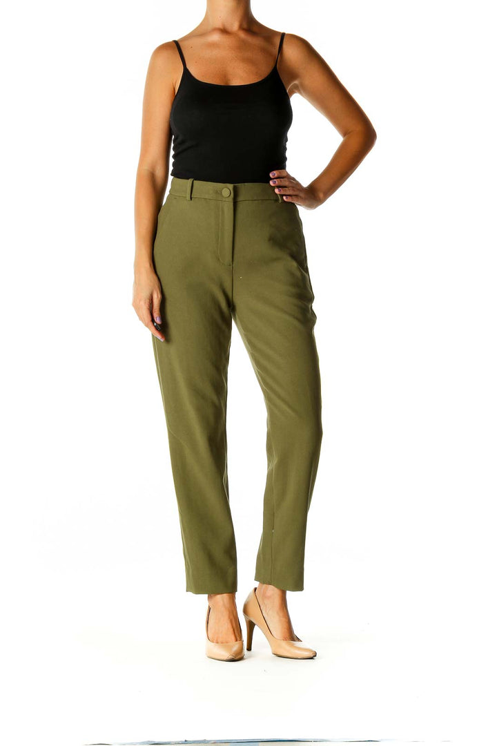 Green Solid Casual Trousers