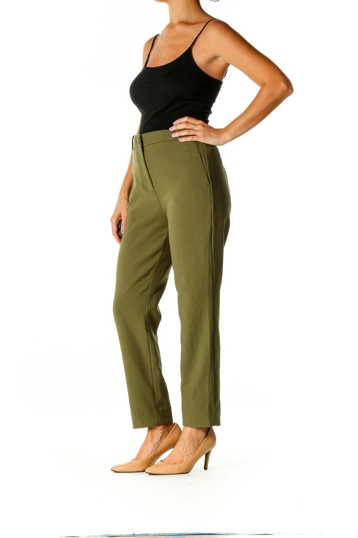 Green Solid Casual Trousers