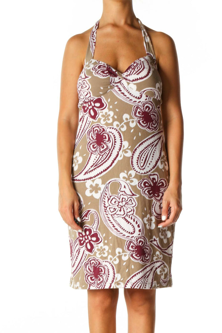 Brown Paisley Holiday A-Line Dress