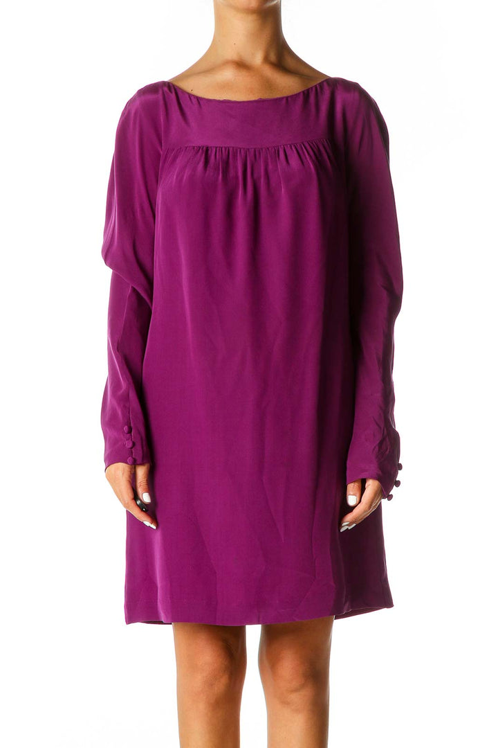 Purple Solid Chic Shift Dress