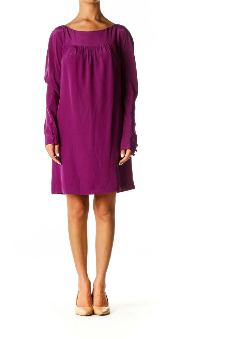 Purple Solid Chic Shift Dress