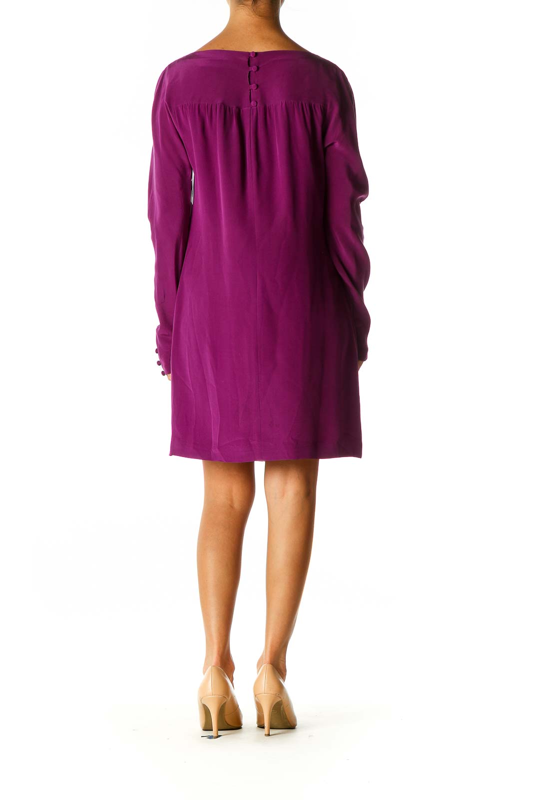 Purple Solid Chic Shift Dress