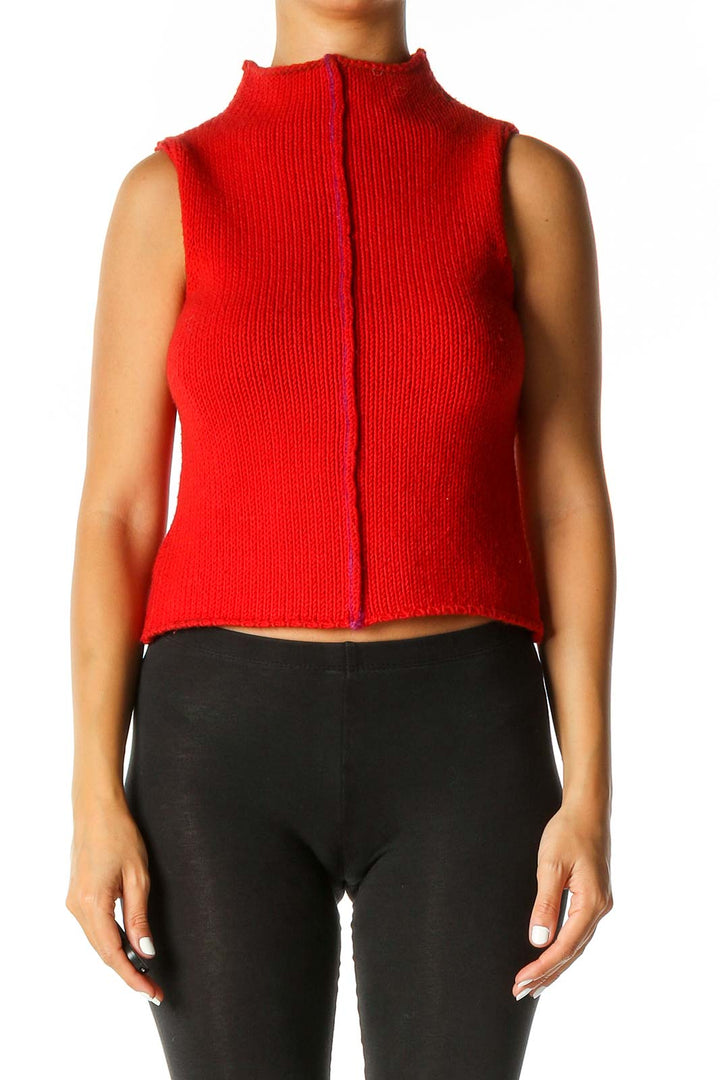 Red Textured Classic Sweater