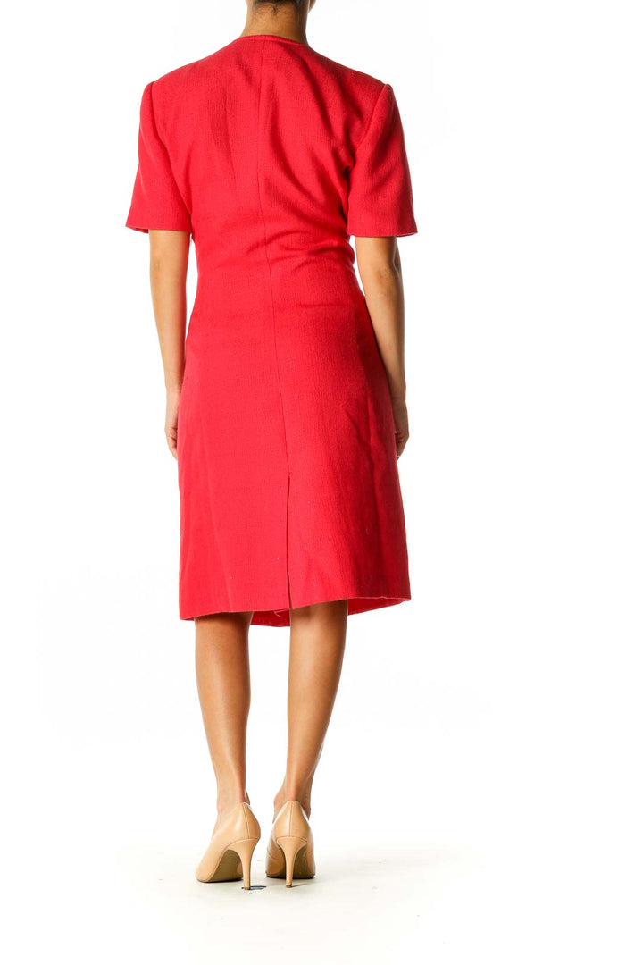 Red Textured Retro Shift Dress