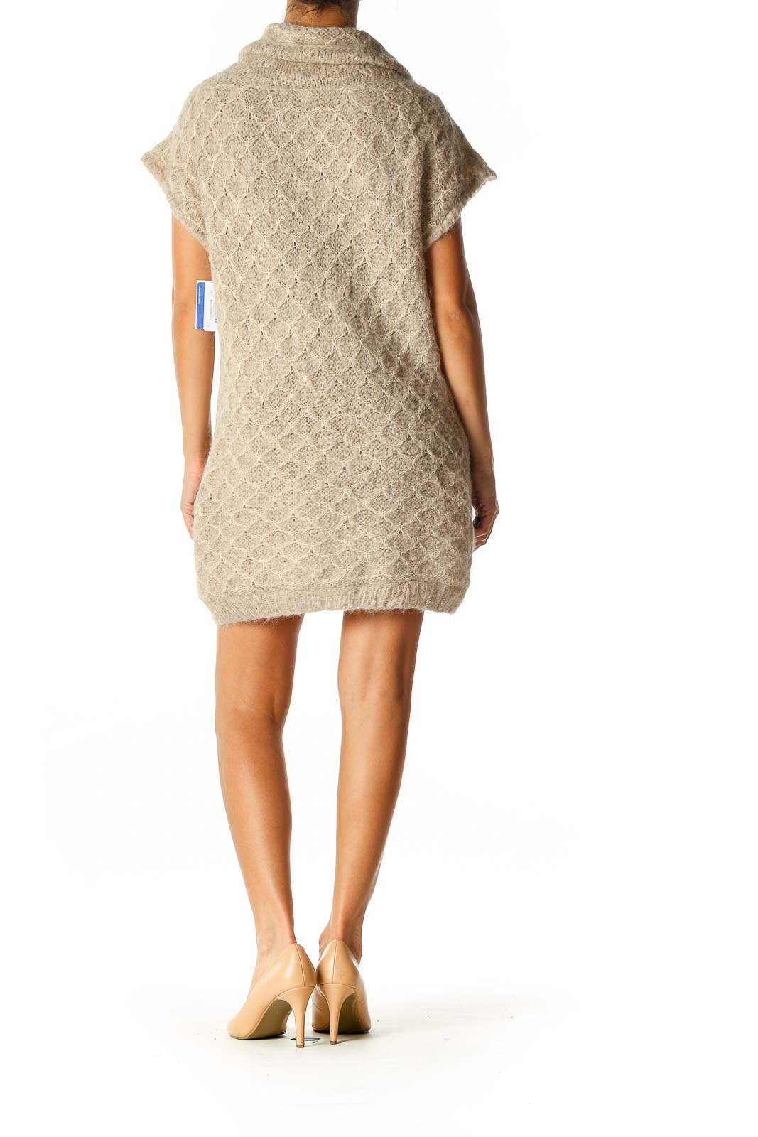 Beige Textured Casual Shift Dress