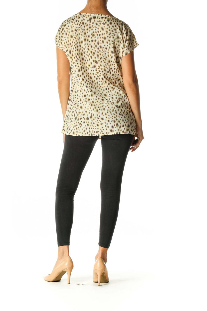 Beige Animal Print Casual Blouse