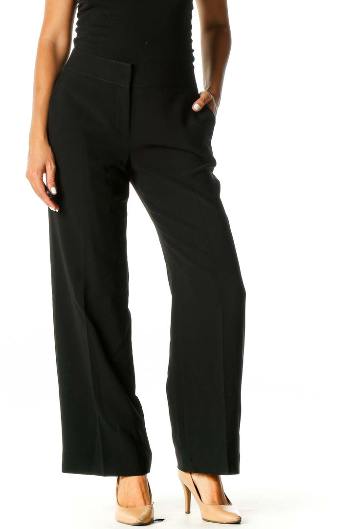 Black Solid Retro Trousers