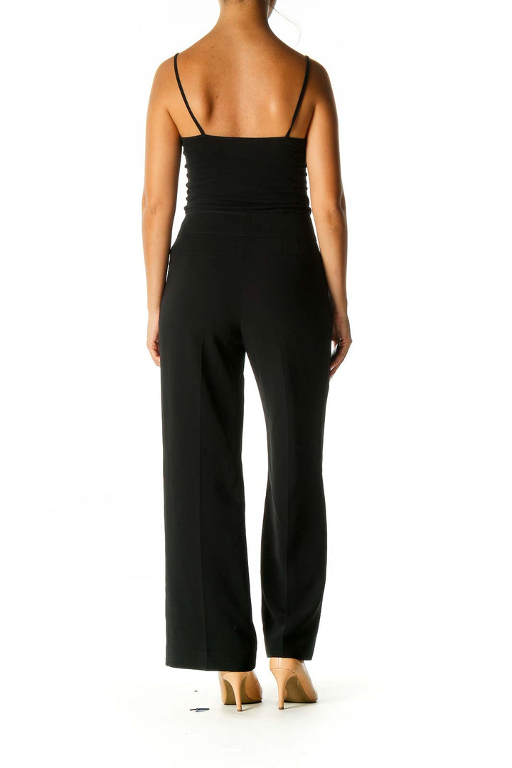 Black Solid Retro Trousers