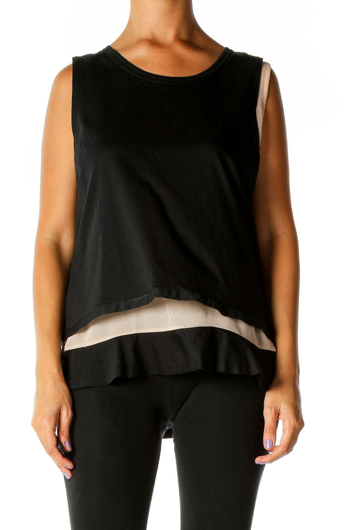 Black Solid Casual Tank Top