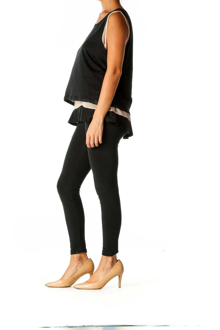 Black Solid Casual Tank Top