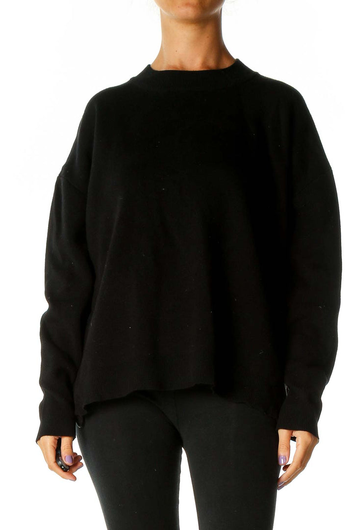 Black Solid Casual Sweater