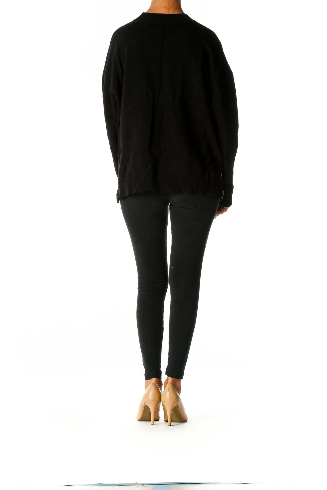 Black Solid Casual Sweater