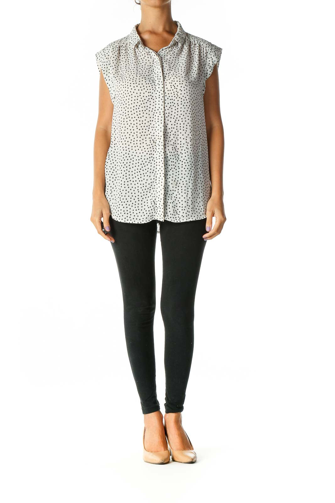 White Polka Dot Casual Shirt