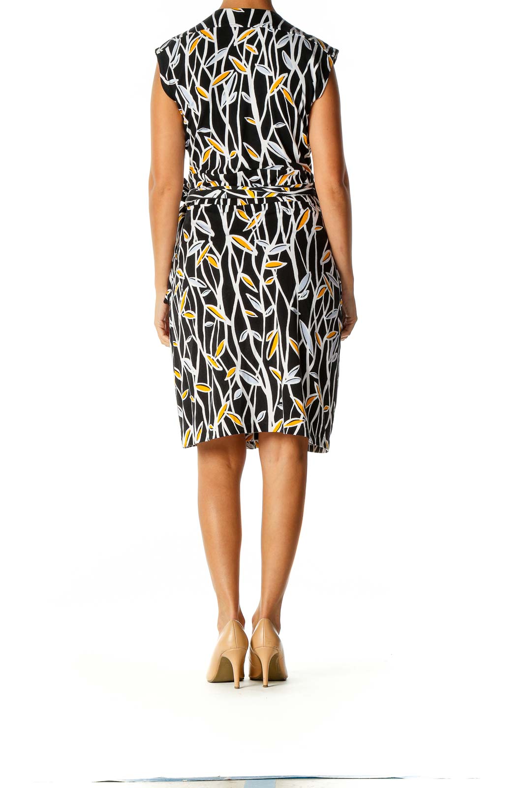 Black Geometric Print Holiday Sheath Dress