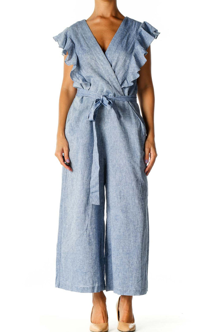 Blue Textured Jumpsuit