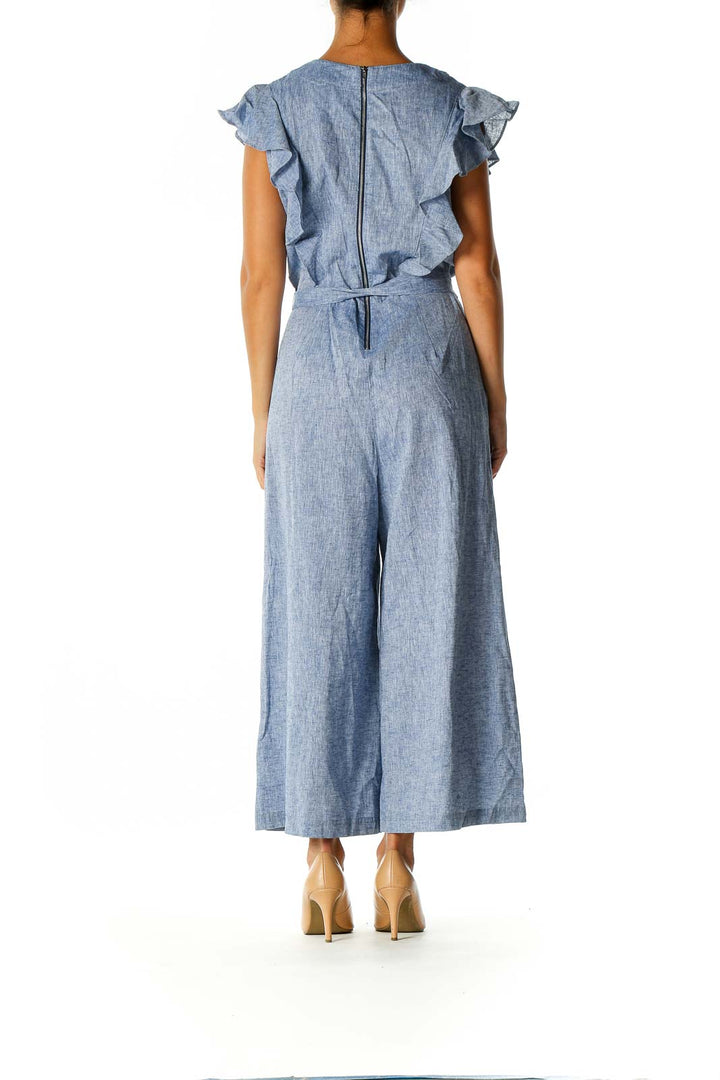 Blue Textured Jumpsuit