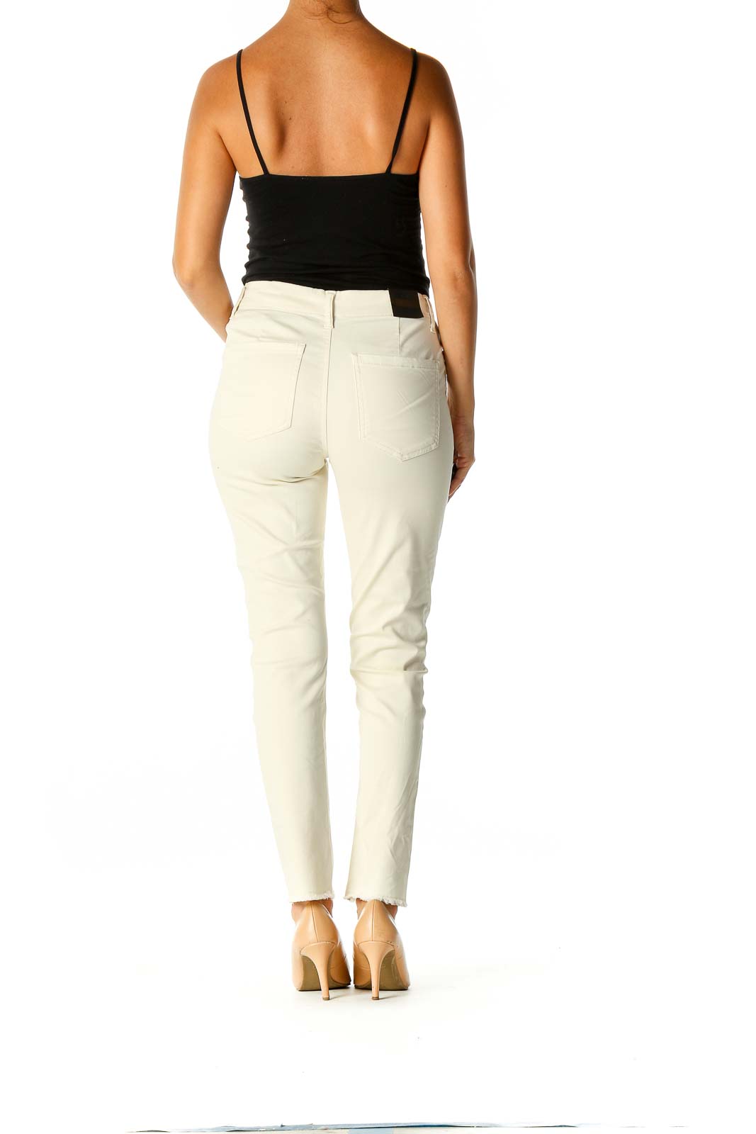 Beige Solid Chic Trousers