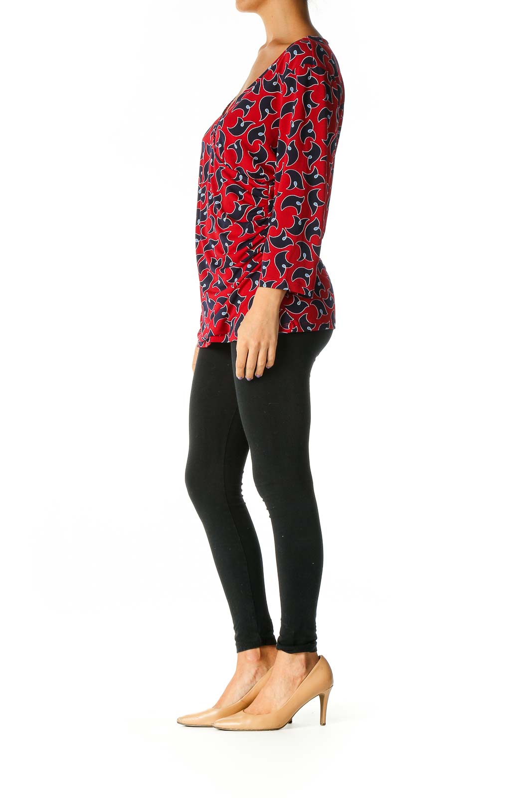 Red Printed Retro Blouse