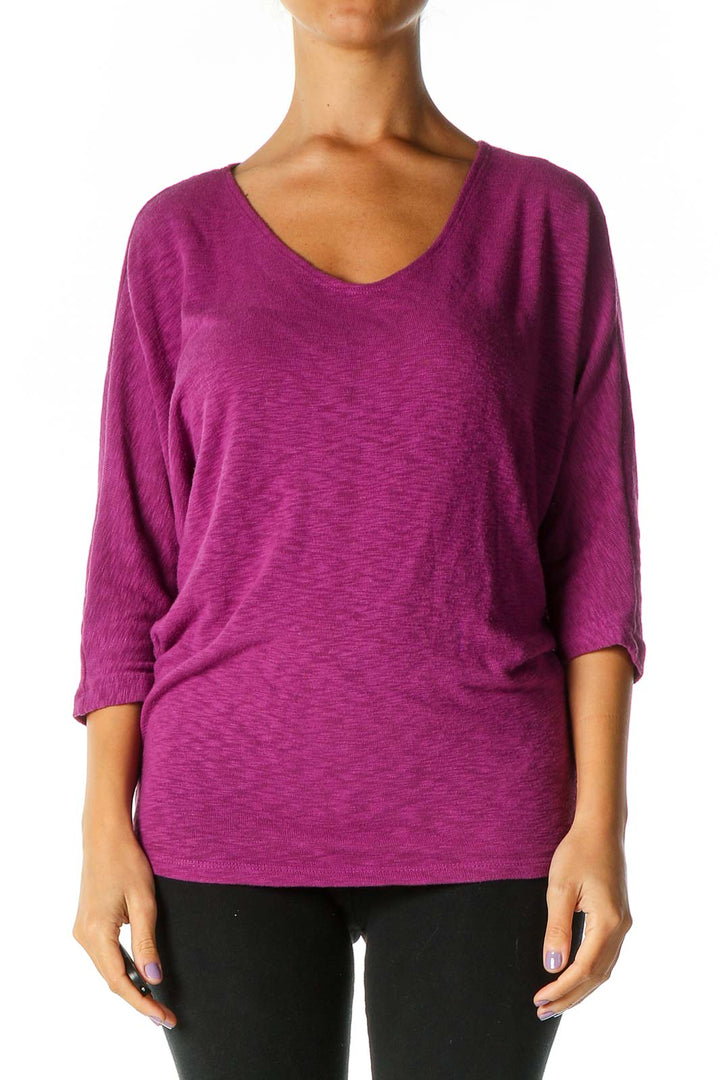 Purple Textured Casual Blouse