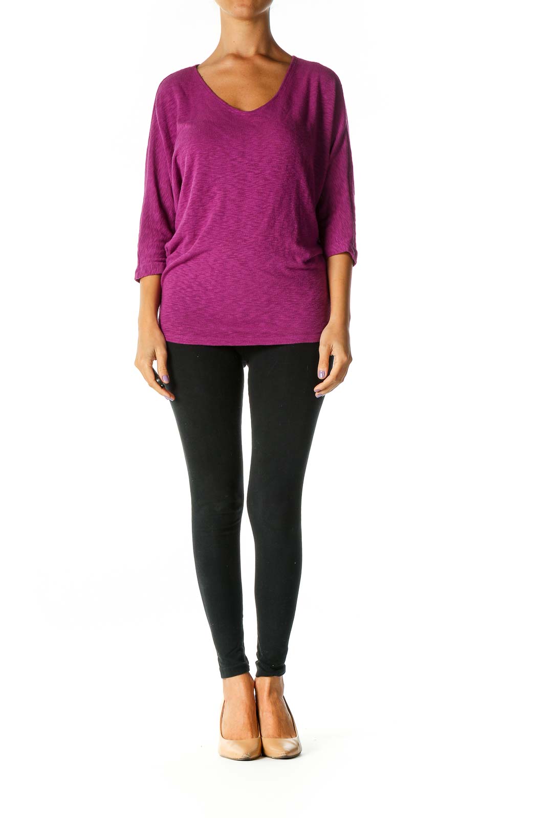 Purple Textured Casual Blouse