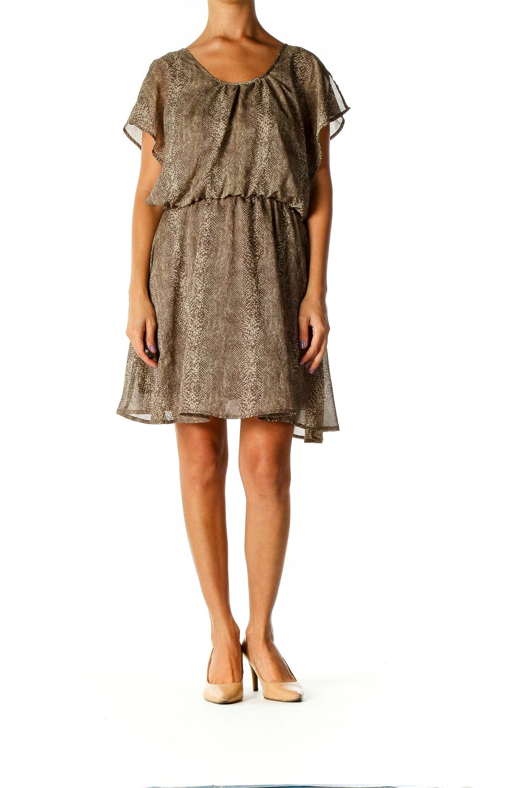 Brown Animal Print Bohemian Fit & Flare Dress