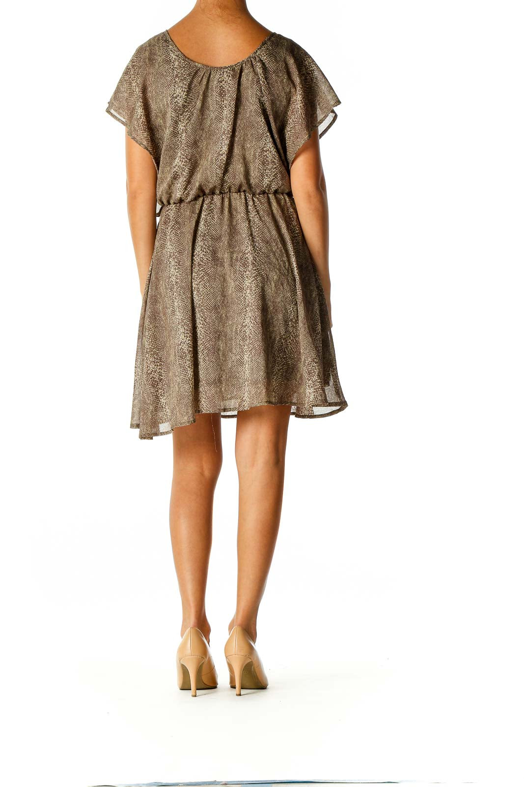 Brown Animal Print Bohemian Fit & Flare Dress