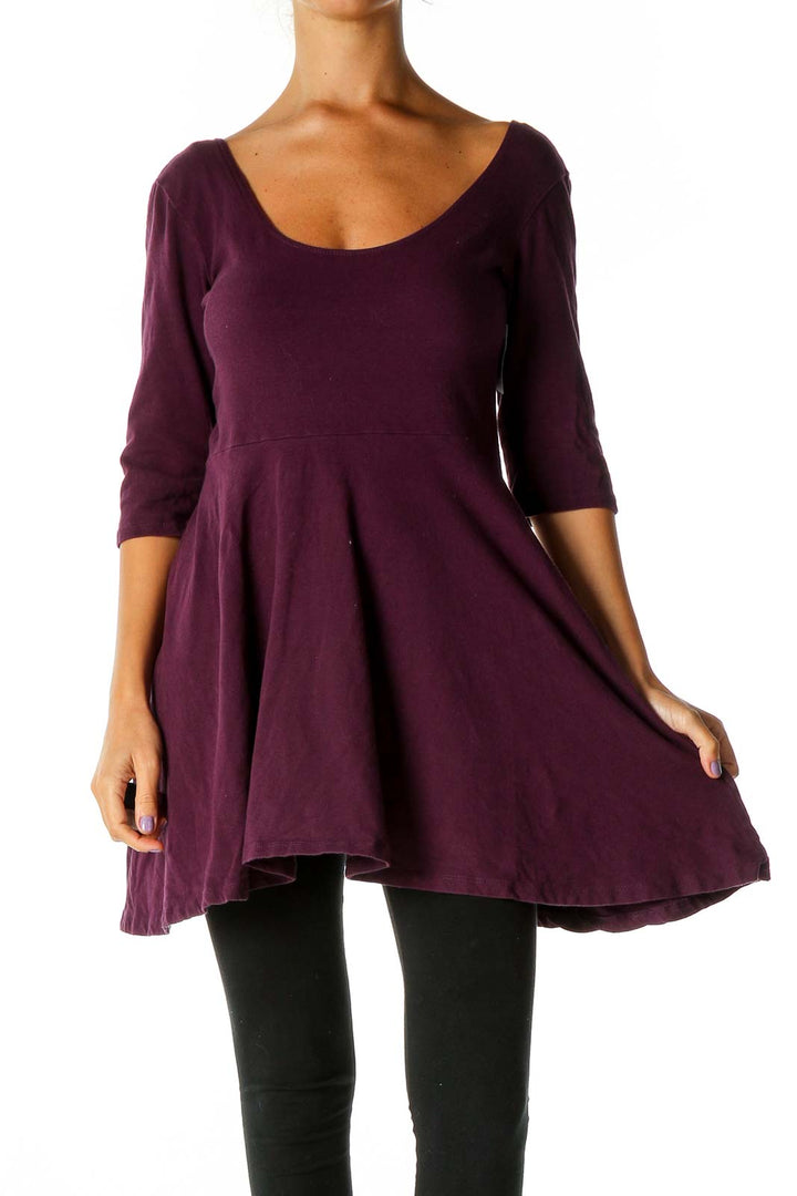 Purple Solid Casual Blouse