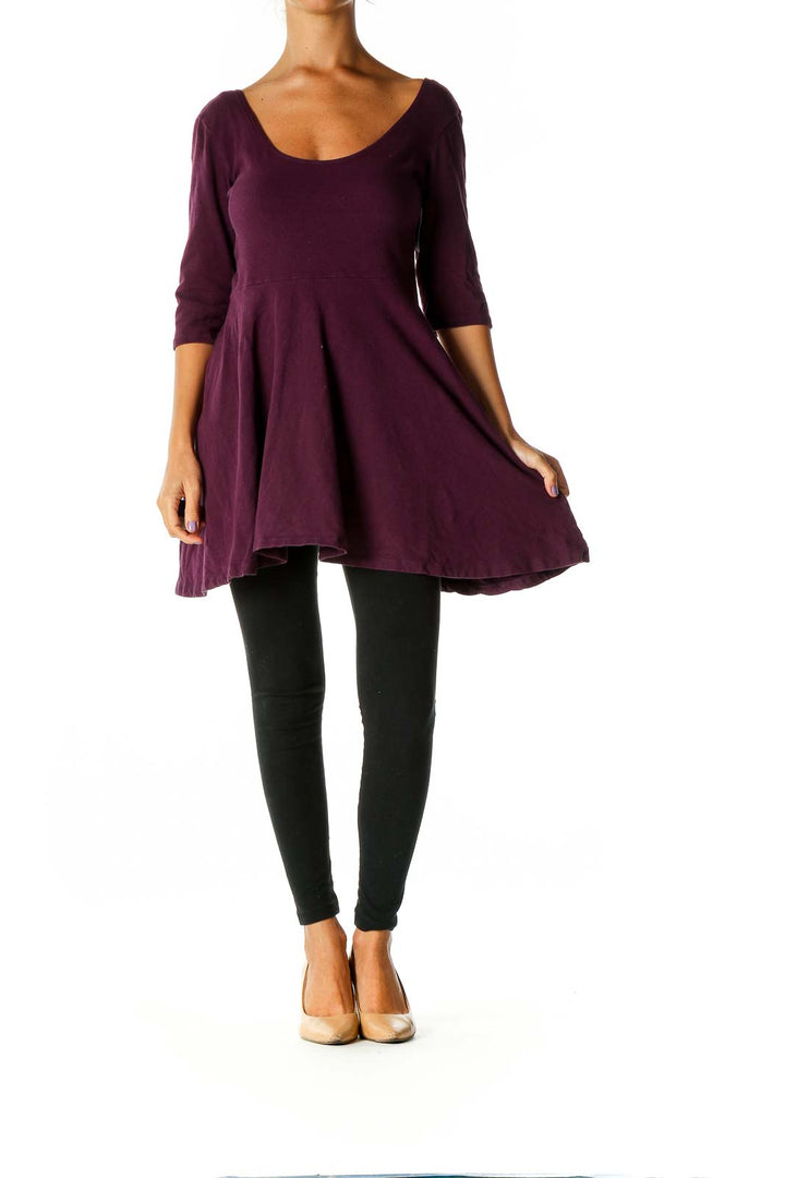 Purple Solid Casual Blouse