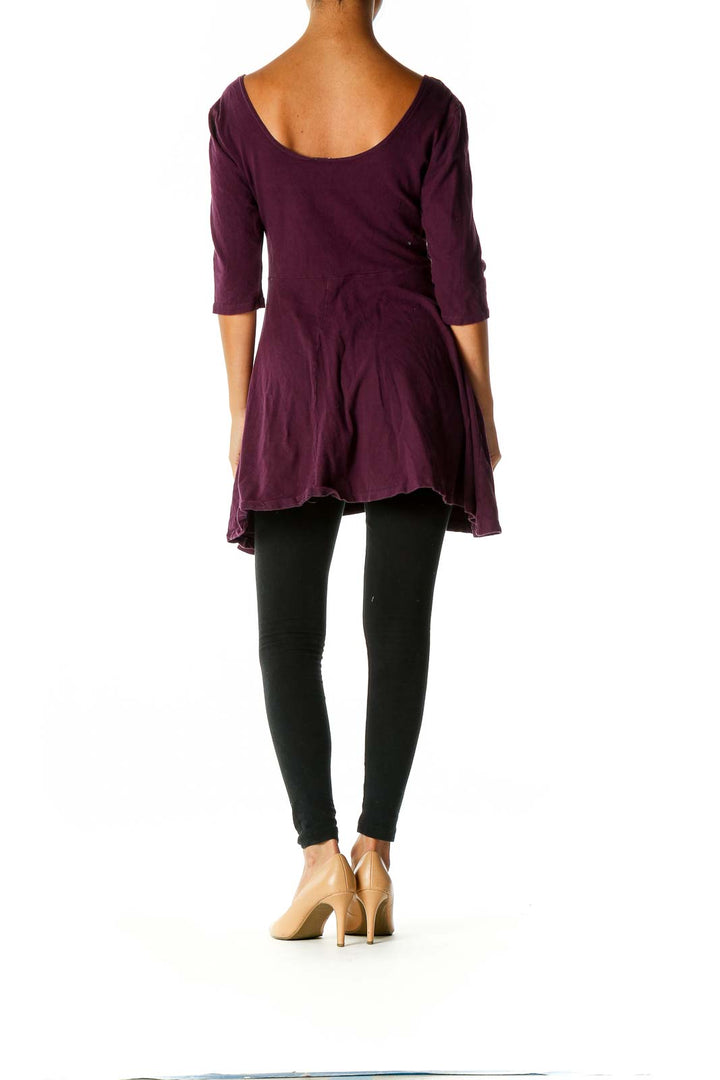 Purple Solid Casual Blouse