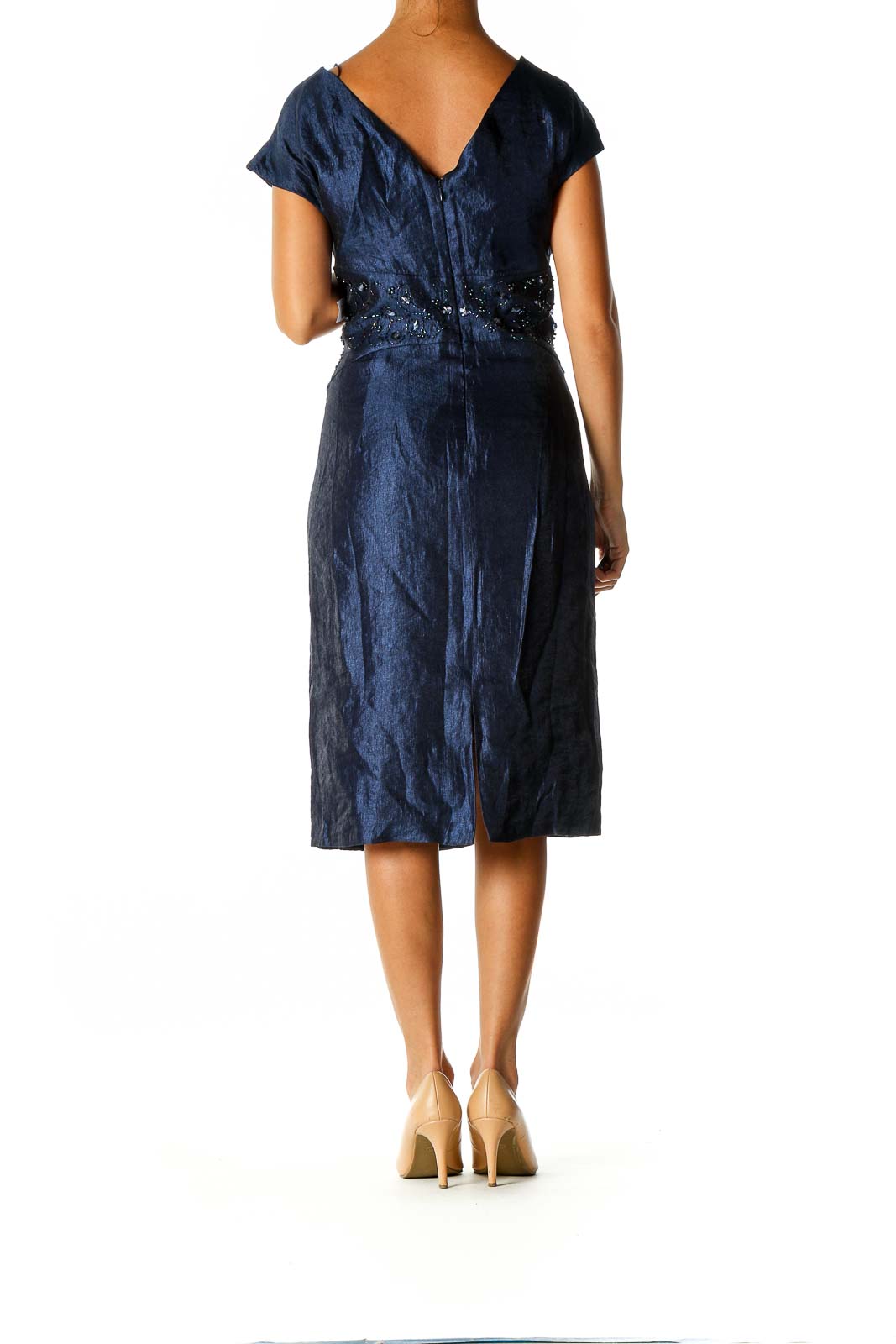 Blue Solid Casual A-Line Dress