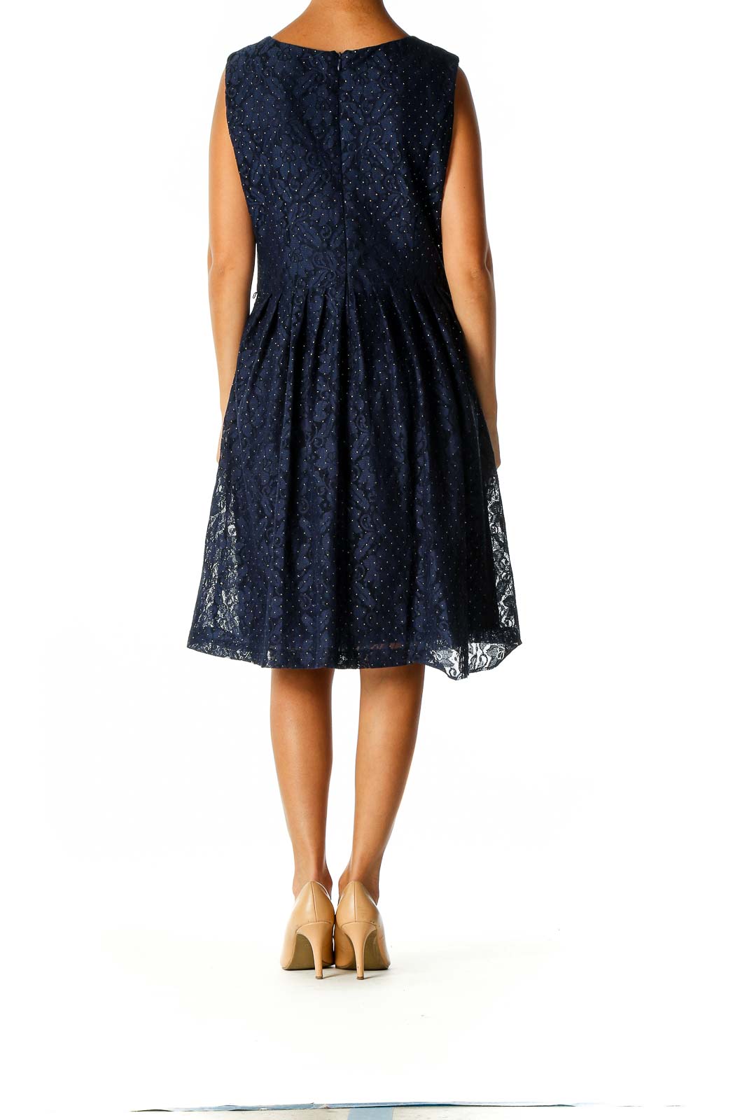 Blue Lace Casual Fit & Flare Dress