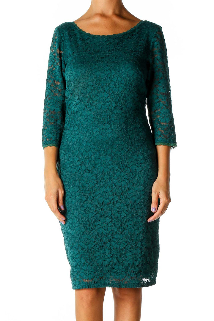 Green Lace Classic Shift Dress