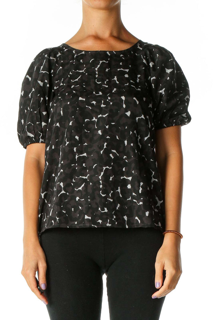 Black Object Print All Day Wear Blouse