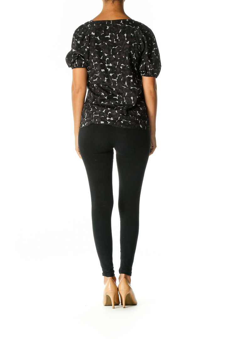 Black Object Print All Day Wear Blouse