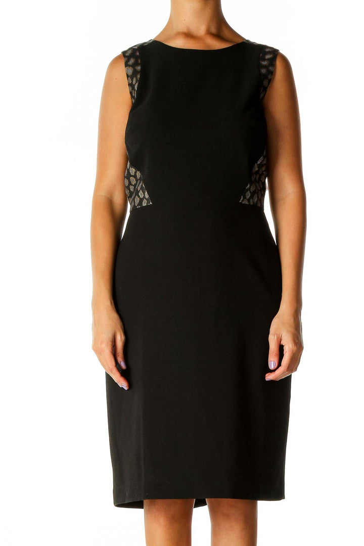 Black Chic Sheath Dress With Printed Back Detail