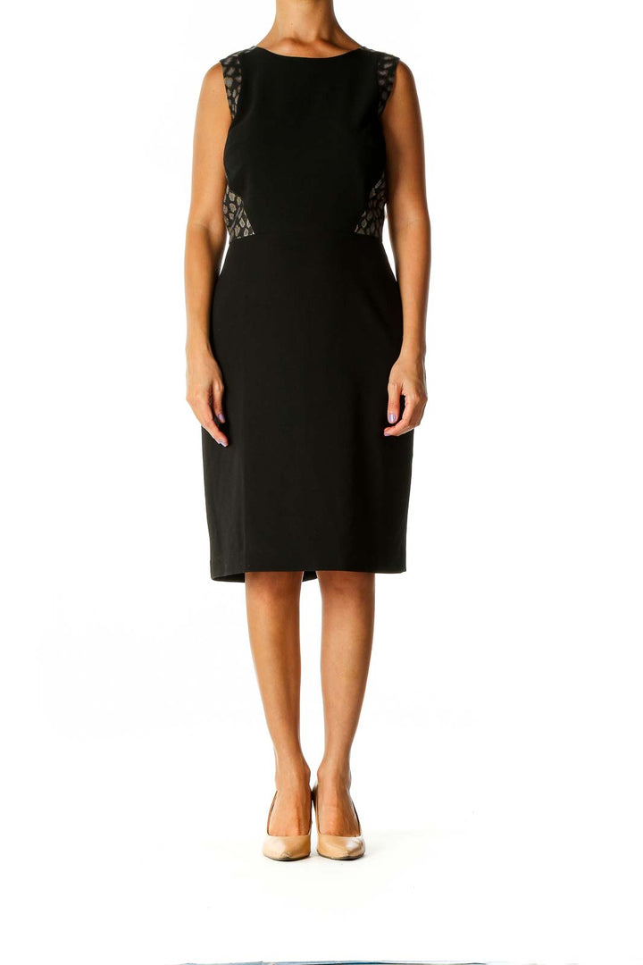 Black Chic Sheath Dress With Printed Back Detail