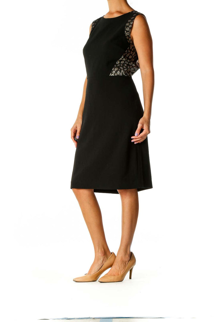 Black Chic Sheath Dress With Printed Back Detail