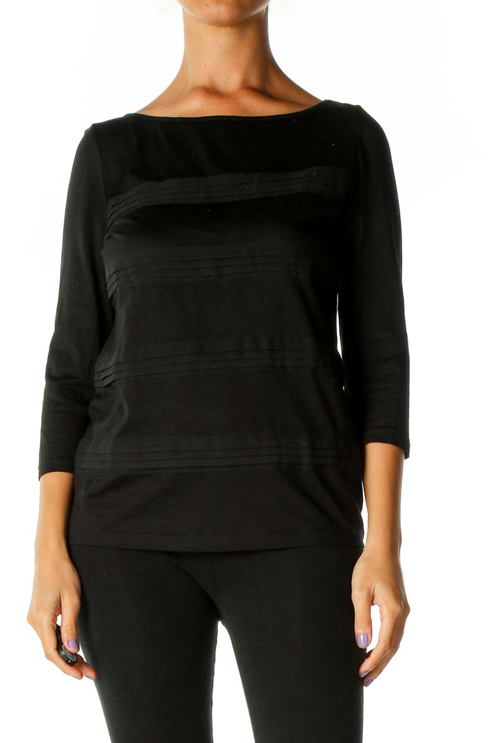 Black Solid Casual Blouse