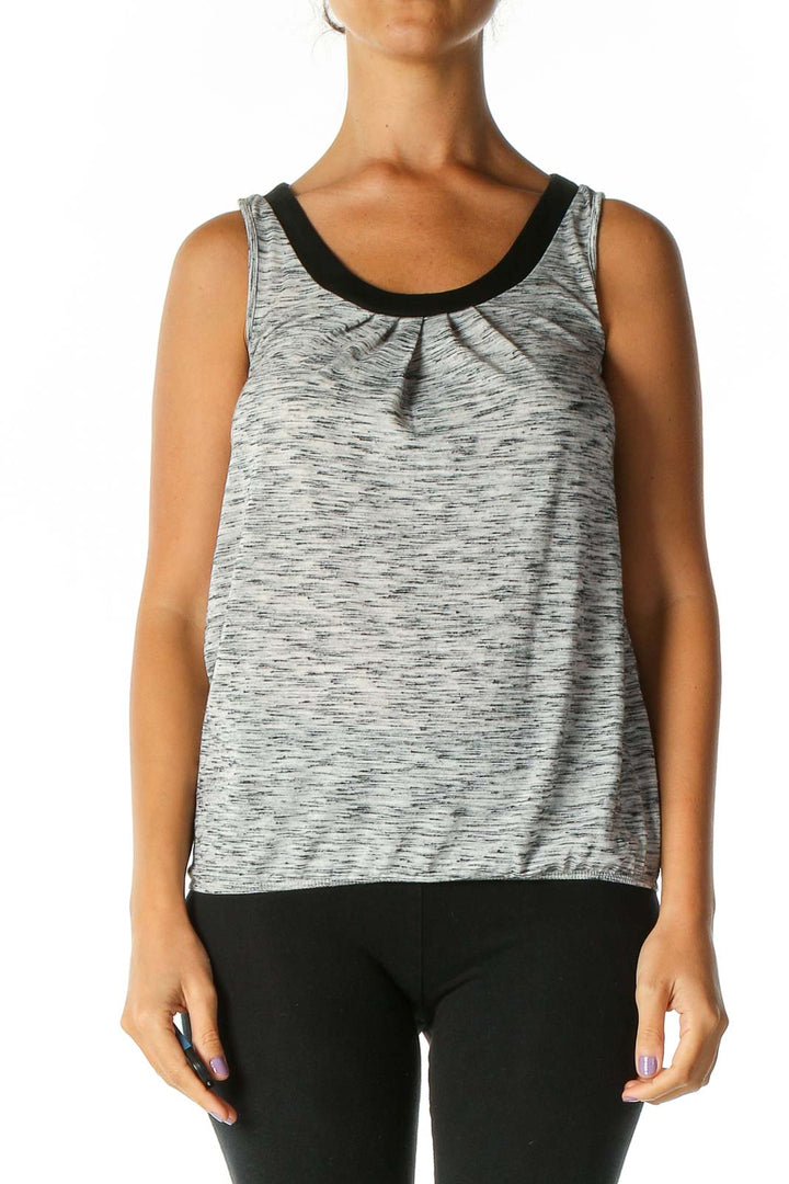 Gray Textured Casual Tank Top