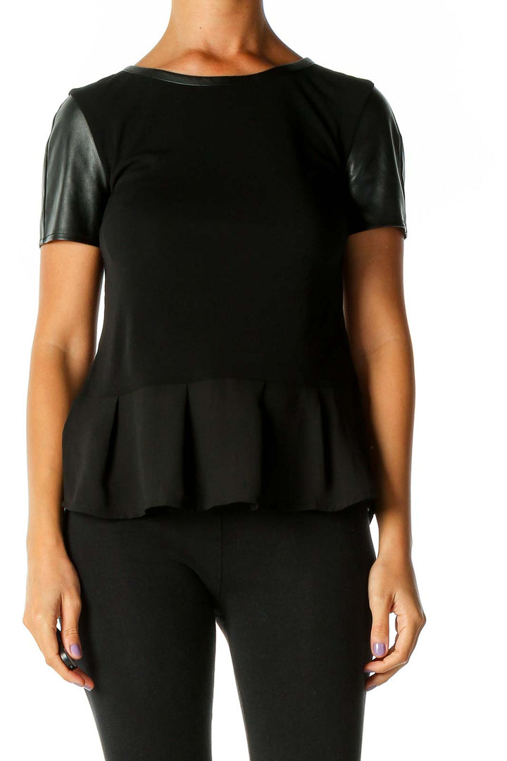 Black Solid Retro Blouse