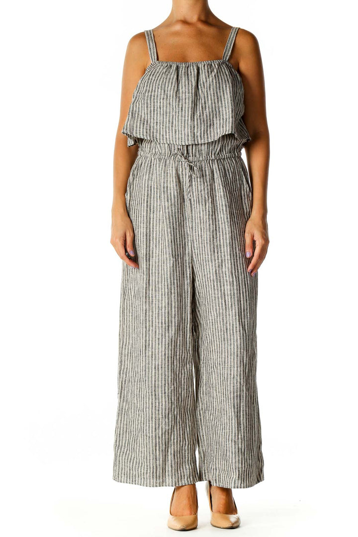 Gray Striped Jumpsuit